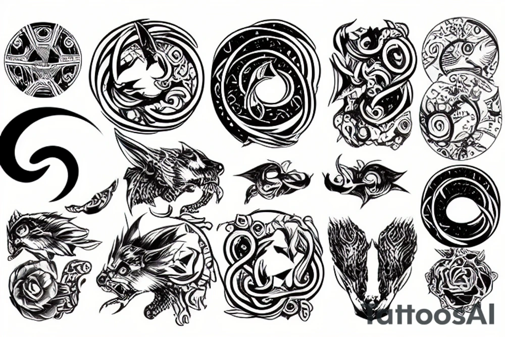 Ouroboros with tech style tattoo idea