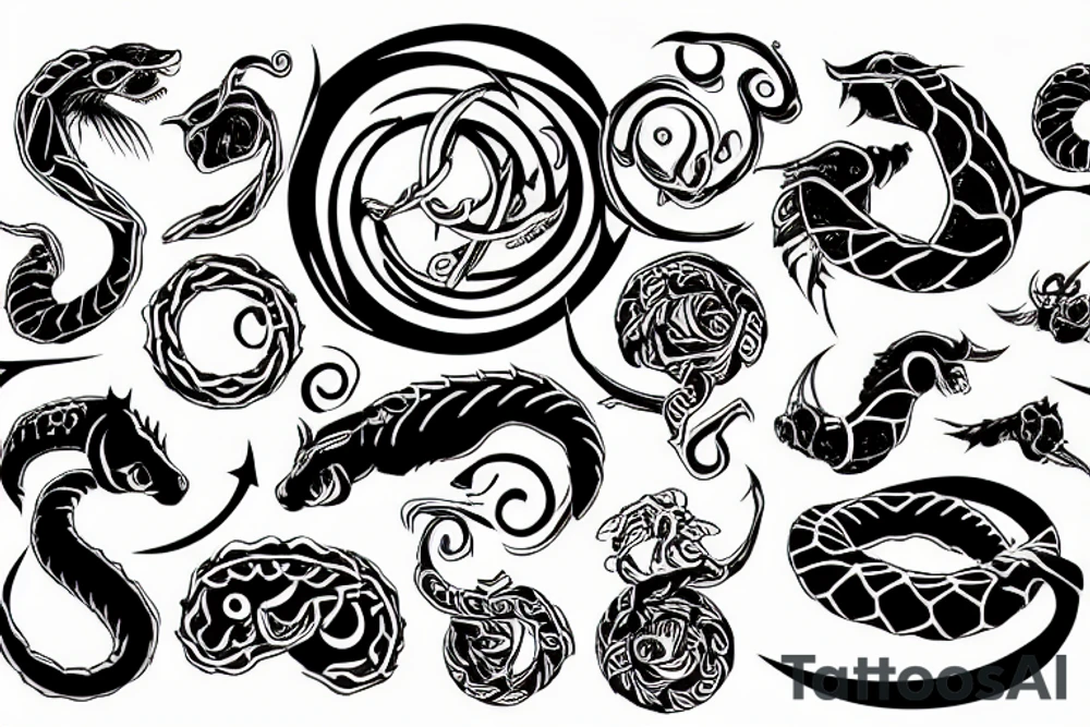 Ouroboros with tech style tattoo idea
