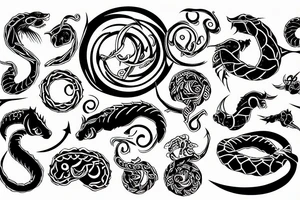 Ouroboros with tech style tattoo idea
