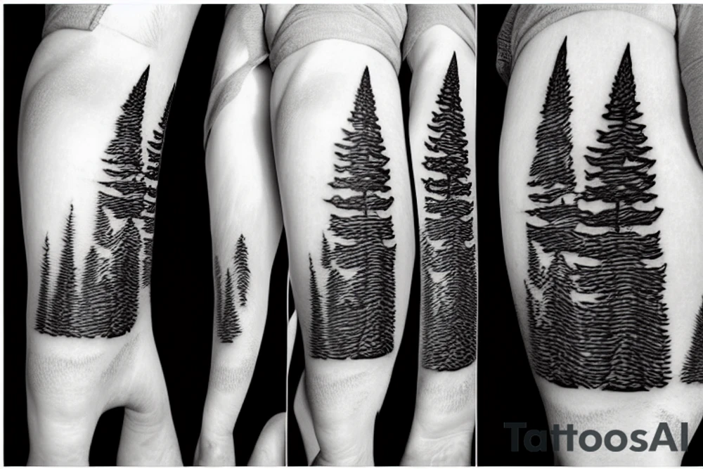 a snowboarder on the mountains with pine trees tattoo idea