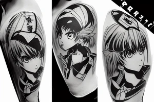 anime fighter punching a cyber network tattoo idea