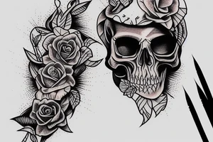 Quill pen dipping in a human skull tattoo idea