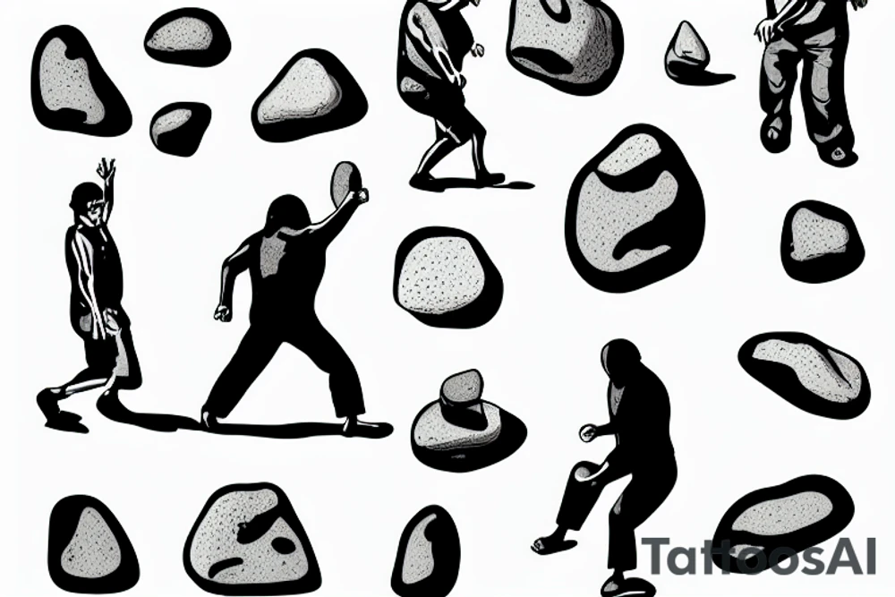 man pushing a stone towards a hill tattoo idea