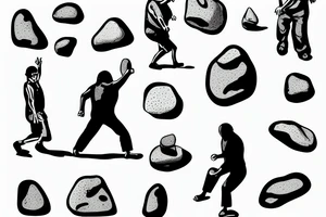 man pushing a stone towards a hill tattoo idea