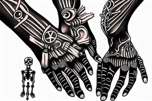skeleton hands praying while holding a rosary in them tattoo idea