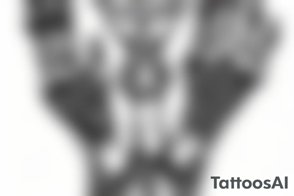 skeleton hands praying while holding a rosary in them tattoo idea