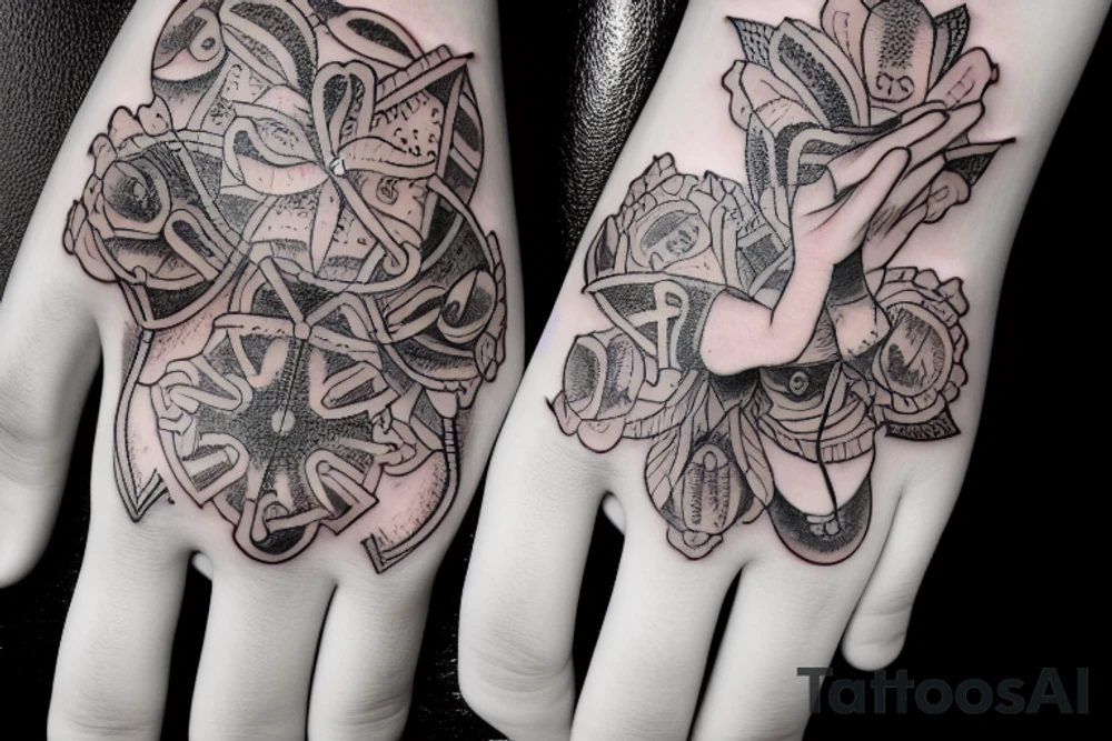 hands praying while holding a rosary tattoo idea