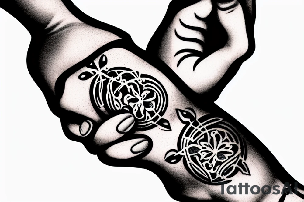 hands praying while holding a rosary tattoo idea