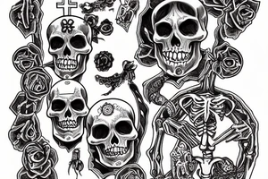 skeleton holding a rosary tattoo idea