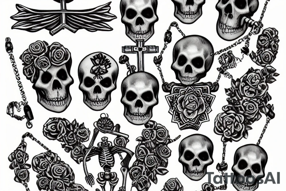 skeleton holding a rosary tattoo idea