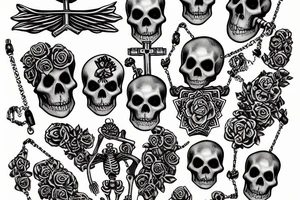 skeleton holding a rosary tattoo idea