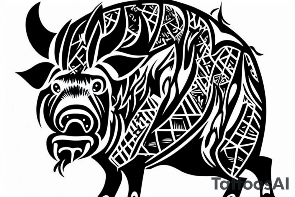boar with arrows in its head tattoo idea