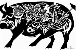 boar with arrows in its head tattoo idea