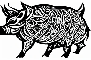 boar with arrows in its head tattoo idea