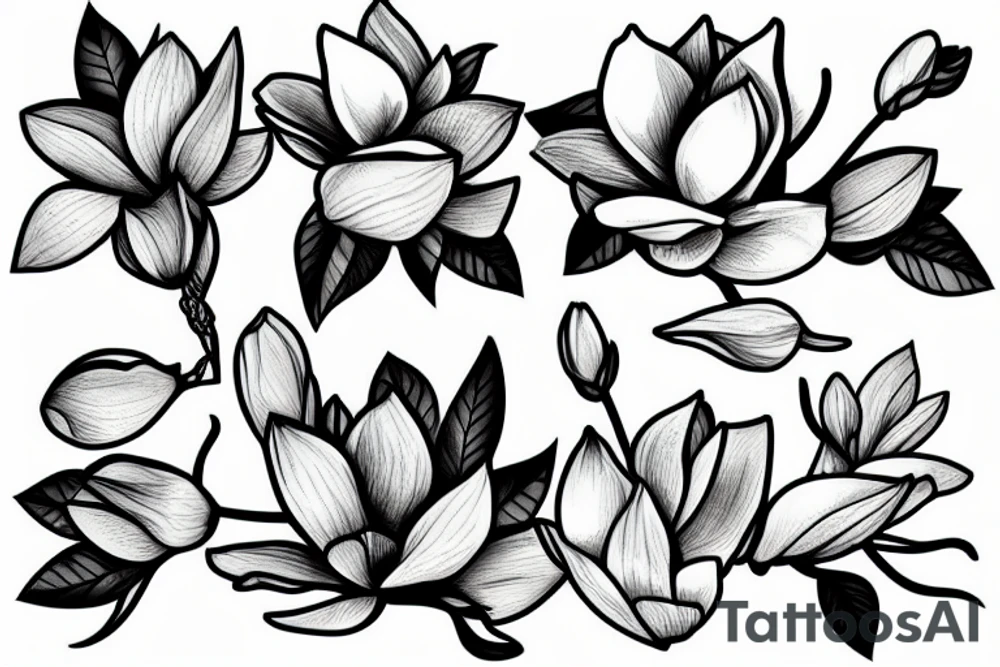 magnolia flower in and out of a square tattoo idea