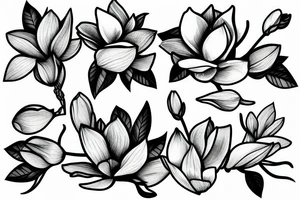 magnolia flower in and out of a square tattoo idea