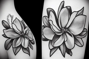 magnolia flower in and out of a square tattoo idea