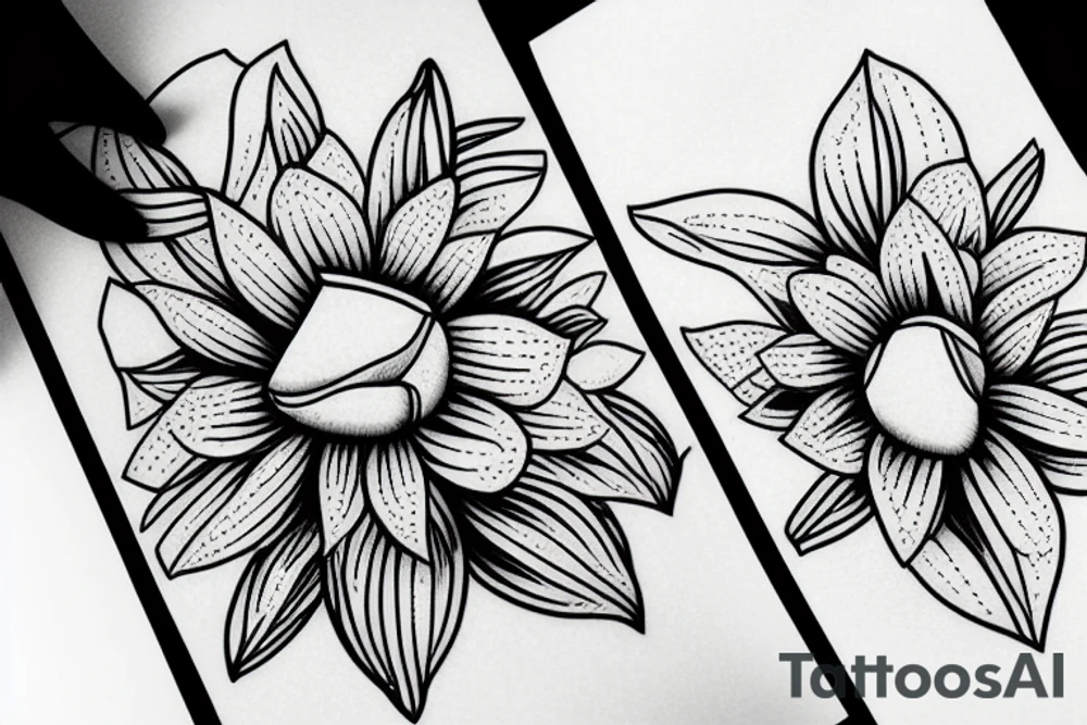 magnolia flower in and out of a square tattoo idea