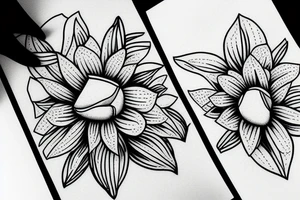 magnolia flower in and out of a square tattoo idea