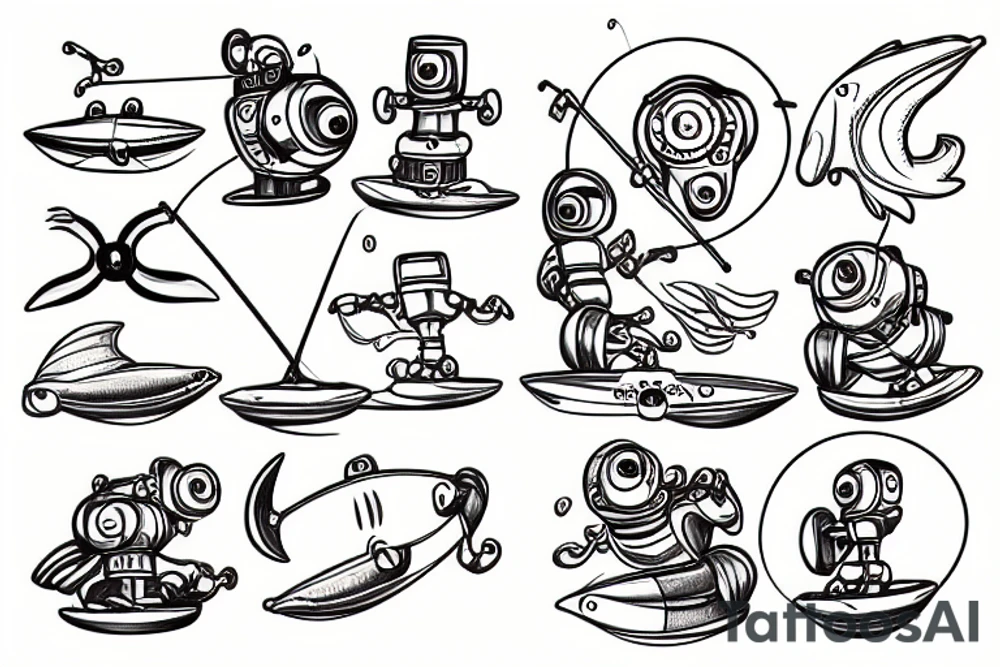 fishing robot tattoo idea