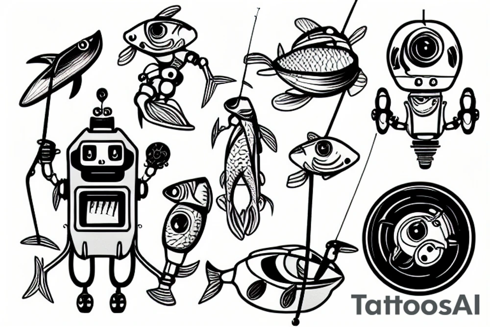 fishing robot tattoo idea