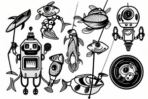 fishing robot tattoo idea