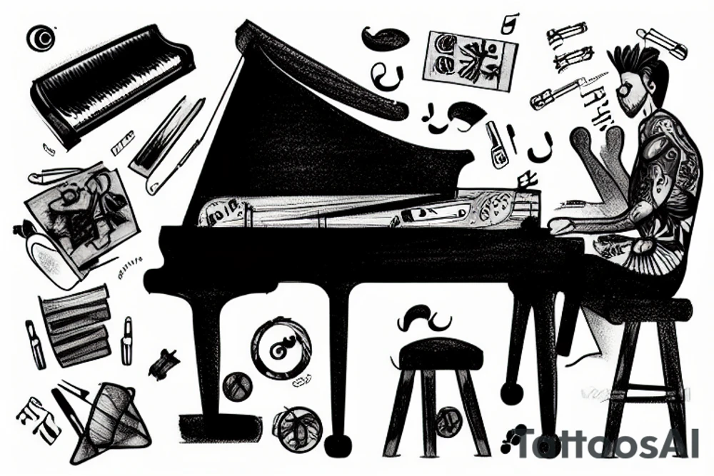 A man playing piano tattoo idea