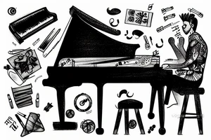 A man playing piano tattoo idea