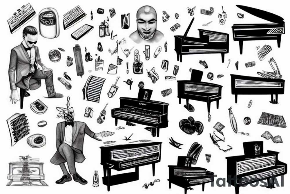 A man playing piano tattoo idea