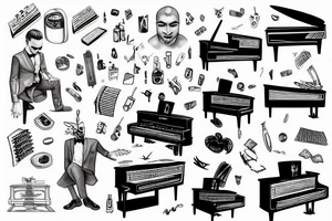 A man playing piano tattoo idea