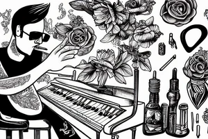 A man playing piano done by Pawel Indulski tattoo idea