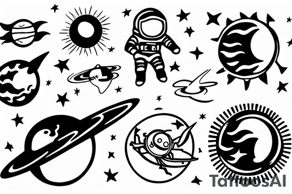 Astronaut reaching the sun tattoo idea