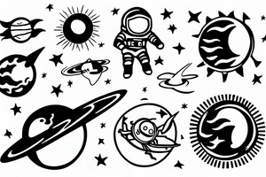Astronaut reaching the sun tattoo idea