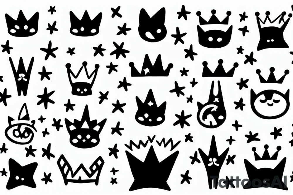 Stars to symbolize my three family members and one cat and one dog

I like a Long skewy Line with a top - a small crown tattoo idea