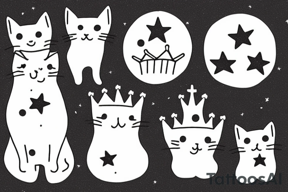Stars to symbolize my three family members and one cat and one dog

I like a Long skewy Line with a top - a small crown tattoo idea
