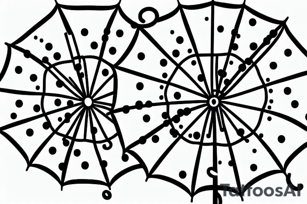 Umbrella with a crown, 6 dots around with place for text tattoo idea Umbrella with a crown, 6 dots around with place for text tattoo idea