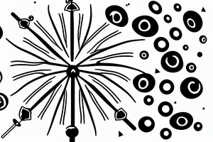 Umbrella with a crown, 6 dots around with place for text tattoo idea