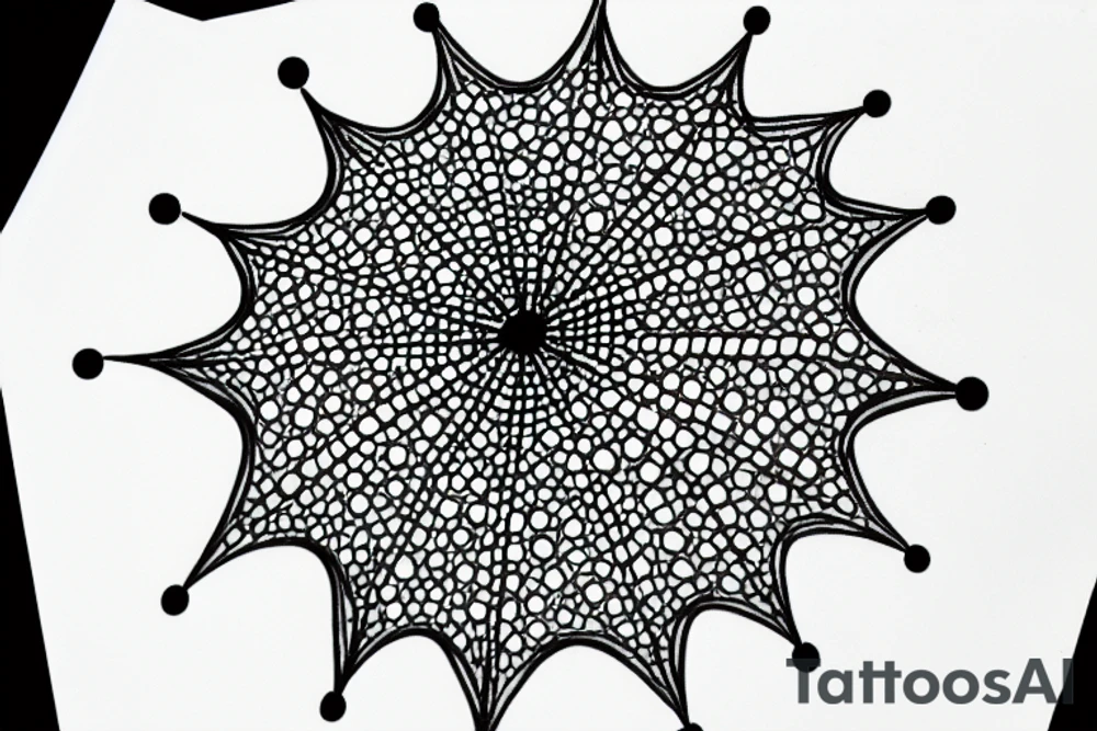 Umbrella with a crown, 6 dots around with place for text tattoo idea