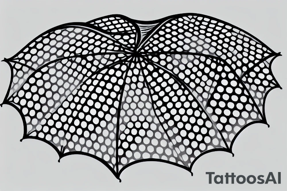 Minimalistic umbrella with a crown on top. 5 Stars or dots floating around. tattoo idea