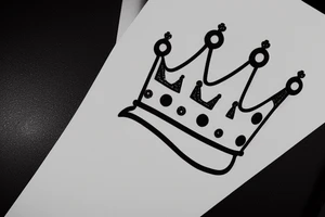 Minimalistic crown on top. 5 Stars or dots floating around. tattoo idea