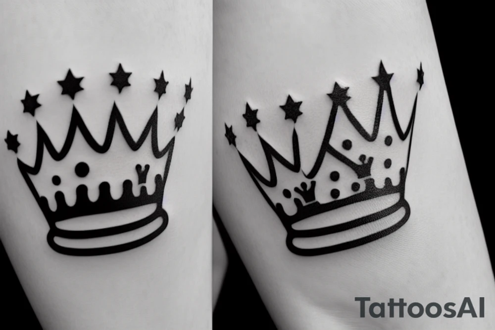 Minimalistic crown on top. 5 Stars or dots floating around. tattoo idea