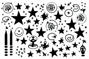 crown with a line. Small Stars or dots floating around tattoo idea
