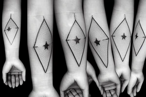 crown with a line. Small Stars or dots floating around tattoo idea