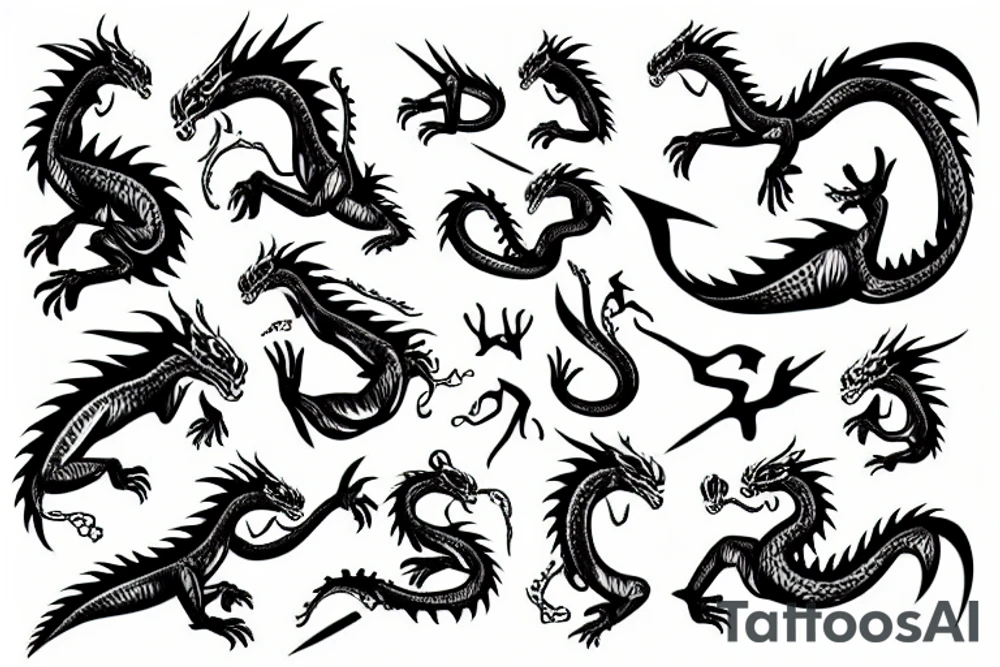 dragon shaped but non-solid tattoo idea