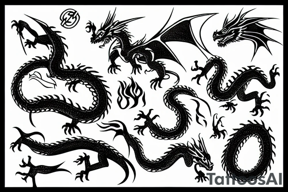 dragon shaped but non-solid tattoo idea