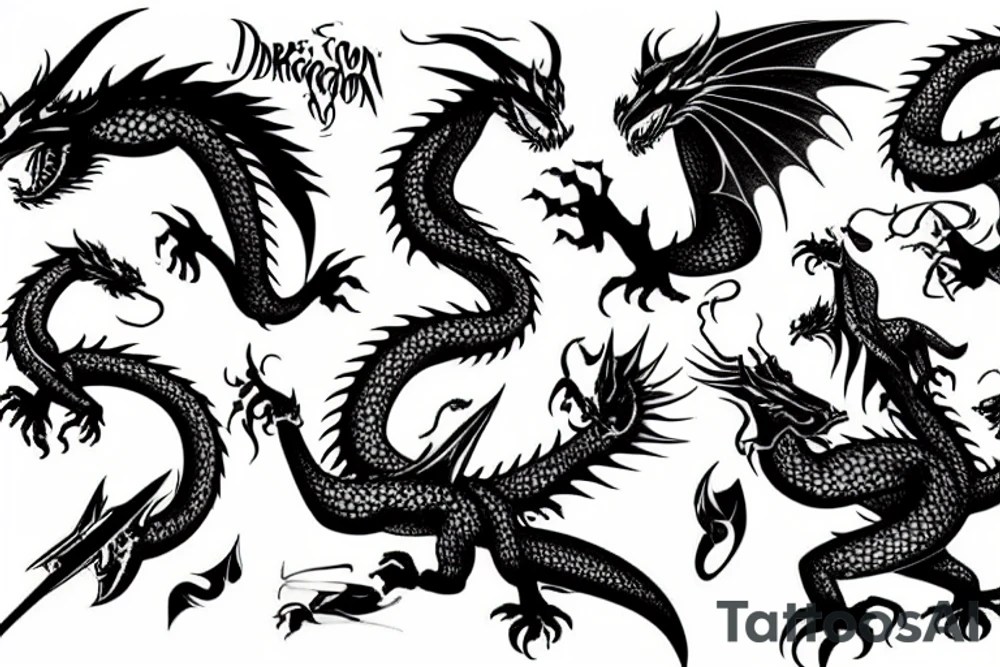 non-solid dragon tattoo idea