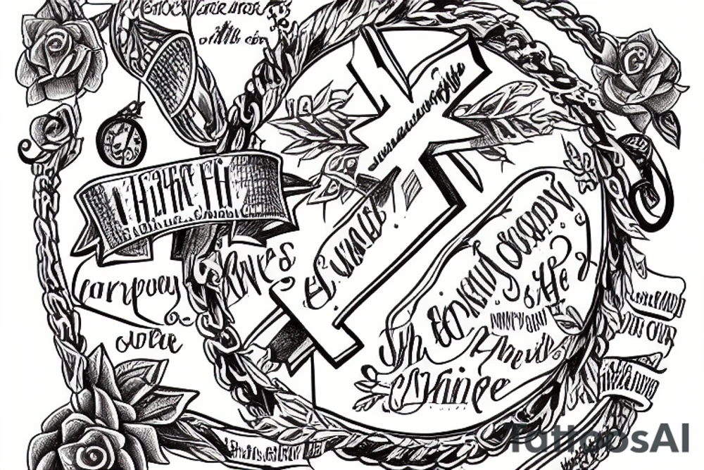 A cross with the words every little thing the high the hurt the shine the sting tattoo idea