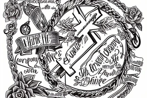 A cross with the words every little thing the high the hurt the shine the sting tattoo idea