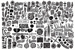 A cross with the words every little thing the high the hurt the shine the sting tattoo idea