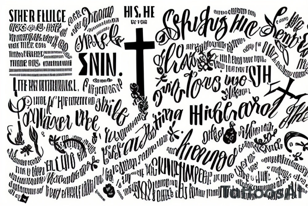 A cross with the words every little thing the high the hurt the shine the sting tattoo idea